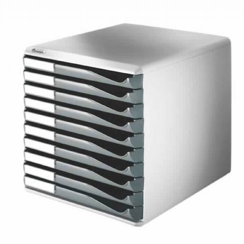 Leitz predalnik, 10 predalov, temno siv