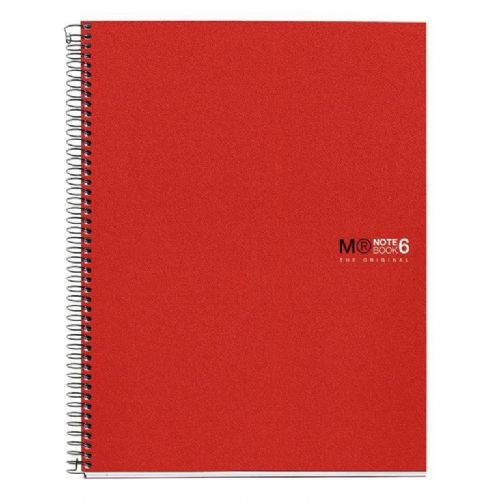 Blok MiquelRius BASIC, s spiralo, A4, črtni, 150-listni, 70 g, PP, rdeč