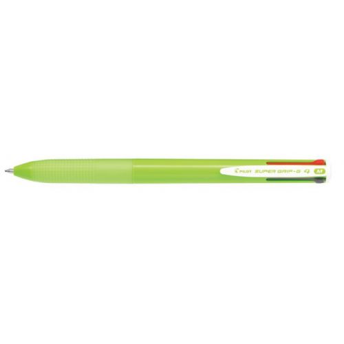 Kemični svinčnik Pilot Super Grip G4 BPKG-35RM-L, 4 barve črnila, svetlo zeleno ohišje, 1 mm konica, ergonomski oprijem