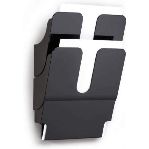 Predalnik stenski Flexiplus 2, dvopredalni A4 organizator, moderni dizajn, črn