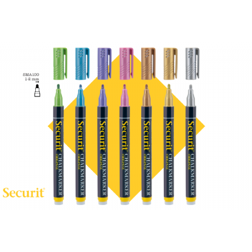 Markerji s tekočo kredo Securit®, 2 mm, 7 x metalik