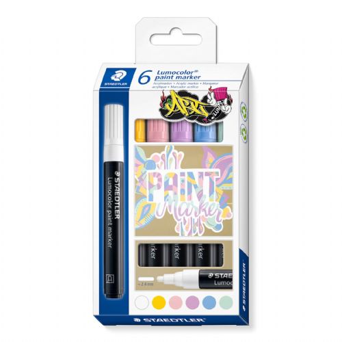 Staedtler markerji Lumocolor Paint Acrylic Pastel, 6/1
