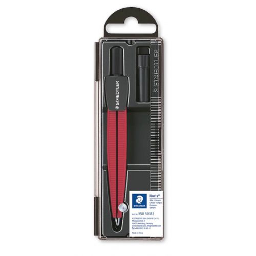 Staedtler šestilo Noris, metalic rdeč, v plastični škatli