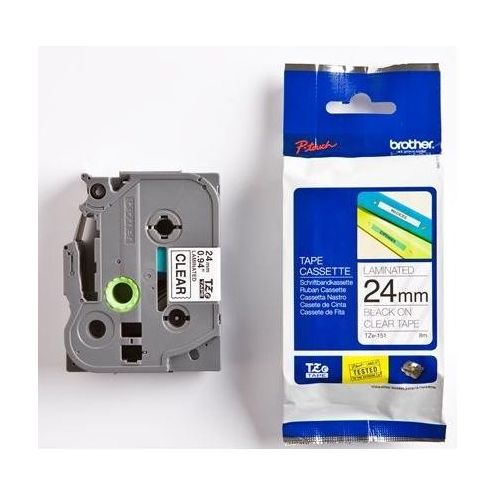 Trak p-touch tze-151 prozoren/črn 24mm
