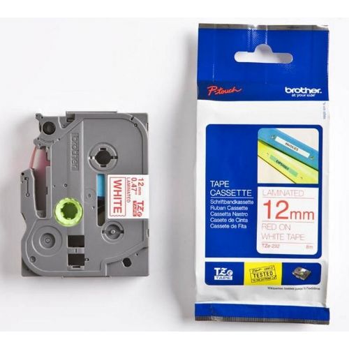 Trak p-touch tze-232 bel/rdeč 12mm