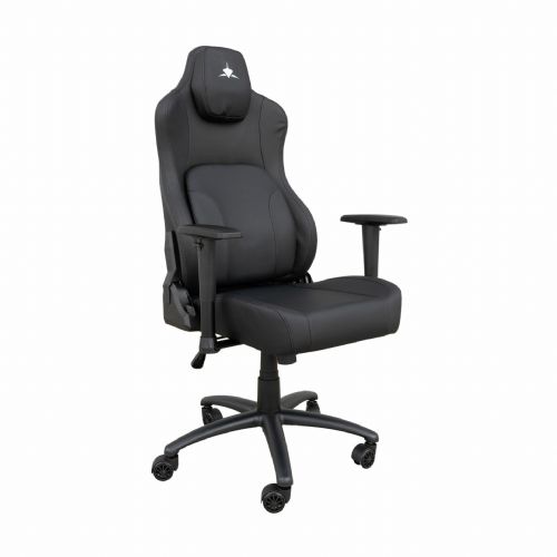 Gaming stol White Shark Speedway, 2D naslonjala, nagib 155°, kovinska baza, Class 4 dvig, črne barve