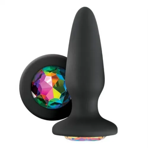 Analni čep Glams Rainbow Gem, črn
