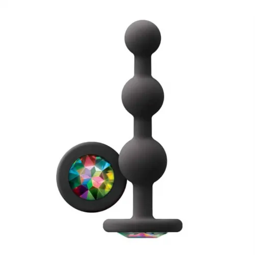 Analni čep Glams Ripple Rainbow Gem, črn