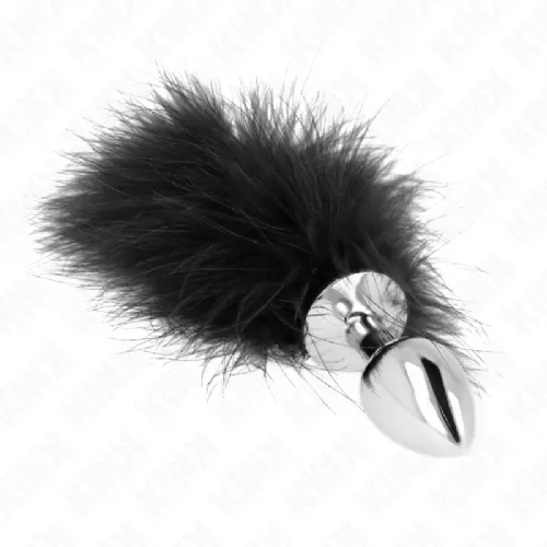 Analni čep Kink s perjem, črn, 3 cm