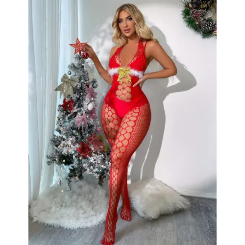 Bodystocking OhYeah S90793, rdeč