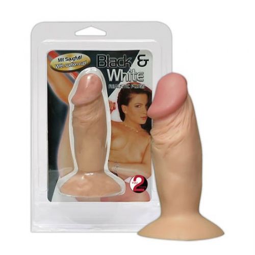 Dildo You2Toys Black and White, 11,5 cm, svetle kožne barve