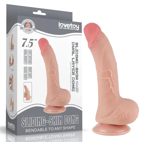 Dildo Lovetoy Sliding Skin l Dual Layer Flesh, 19 cm