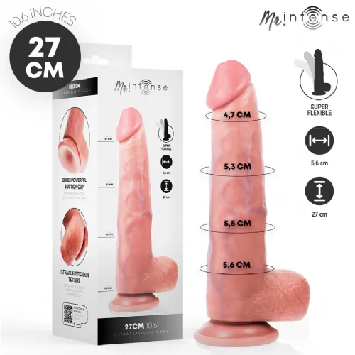 Dildo Mr Intense Neeson 27 cm, realistična oblika, sesalno dno, TPR material, kožne barve