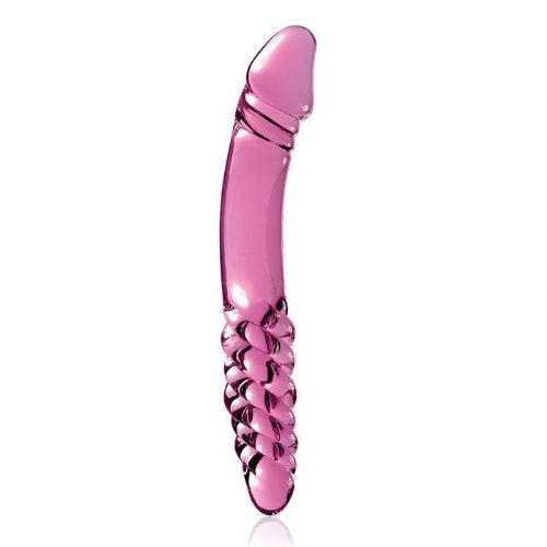 Dvojni stekleni dildo Pipedream Icicles No. 57, 23 cm, roza