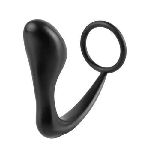 Erekcijski obroček s stimulatorjem prostate Anal Gear, silikonski material, premer obročka 4 cm, črne barve