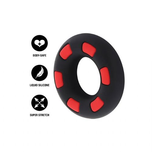 Erekcijski obroček Super Stud C-Ring, teksturirana površina, silikon, premer 3 cm, črne barve