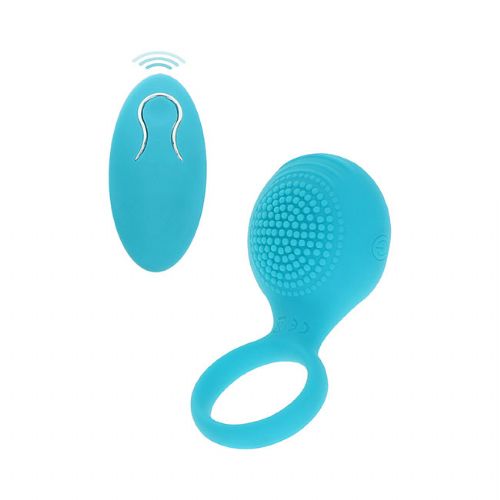 Erekcijski obroček Toy Joy Tickle & Brush, vibracijski, USB-napajanje, moder