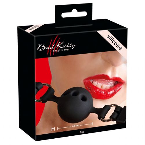Gag ustna krogla Bad Kitty M, silikon, premer 4 cm, črne barve