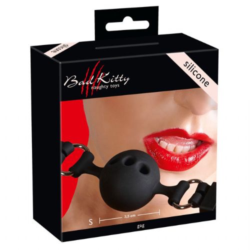 Gag ustna krogla Bad Kitty S, silikon, premer 3,5 cm, črne barve
