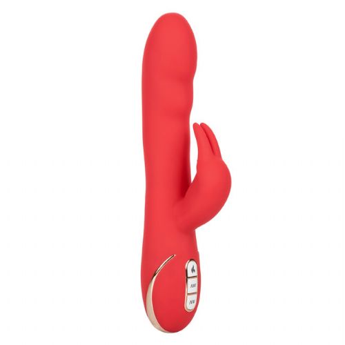 Rabbit vibrator Jack Rabbit, grelni, ultra mehek, rdeč, silikonski, USB-polnjenje 