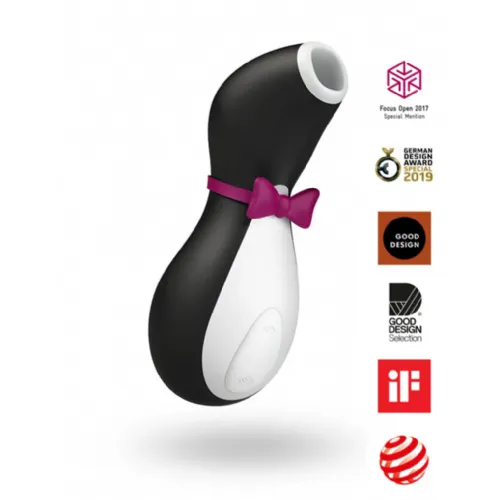 Klitoralni stimulator Satisfyer Pro Penguin, USB-polnjenje, črno-bel