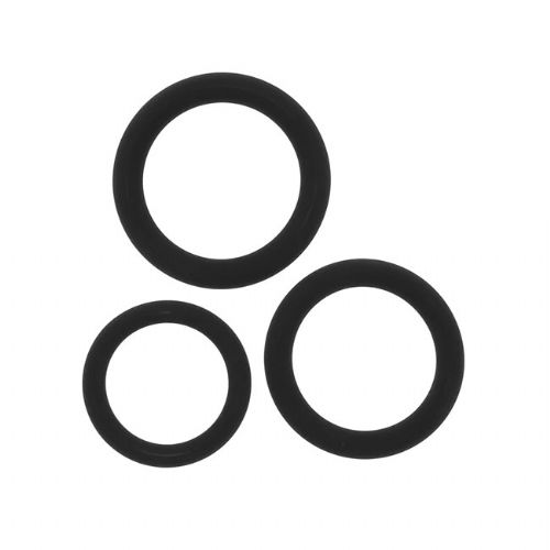 Komplet erekcijskih obročkov Stamina Starter C-Rings, 3 velikosti, silikon, črne barve