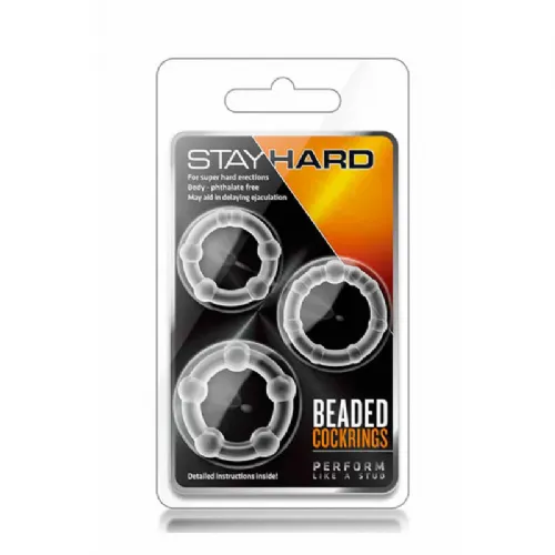 Komplet erekcijskih obročkov Blush Stay Hard, 3 kosi, prozorni
