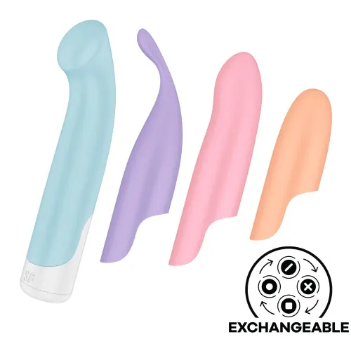 Mini vibrator Satisfyer Playful Four z štirimi nastavki