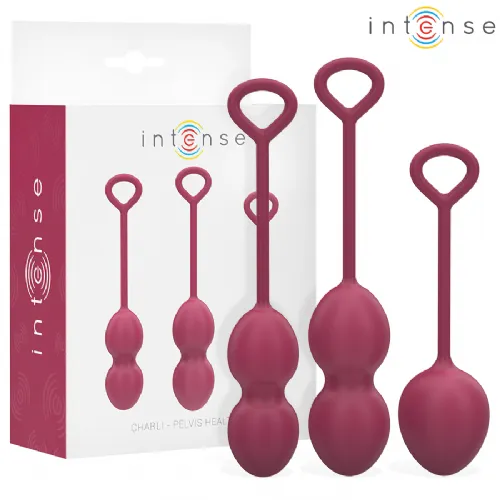 Komplet vaginalnih kroglic Intense Charli,  135 mm, 170 mm in 162 mm, medicinski silikon, rdeče barve