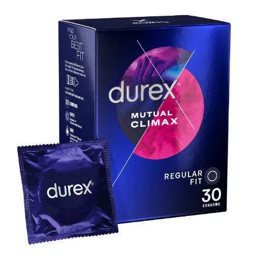 Kondomi Durex Mutual Climax, Rebrasta in pikčasta tekstura, 30 kosov