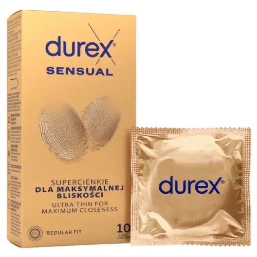 Kondomi Durex Sensual 10/1, 56 mm, anatomska oblika Easy-On, silikonska lubrikacija