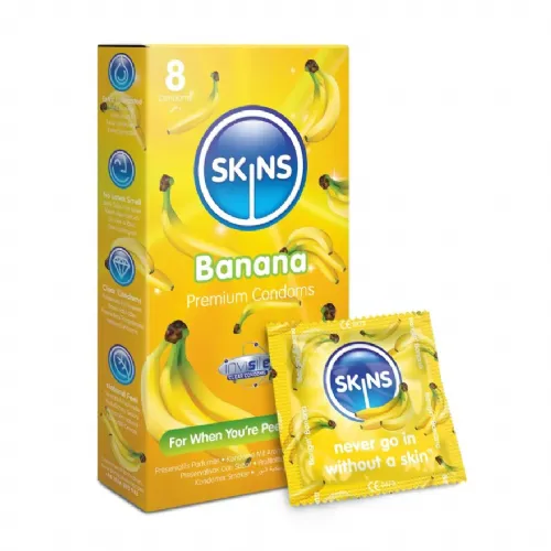 Kondomi Skins, okus banana, 8 kosov