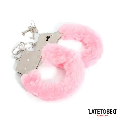 Lisice Latetobed BDSM Line, dva ključa, roza barve