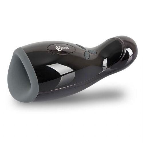Masturbator Rebel, vibracijski, 20 cm, USB-polnjenje, črn