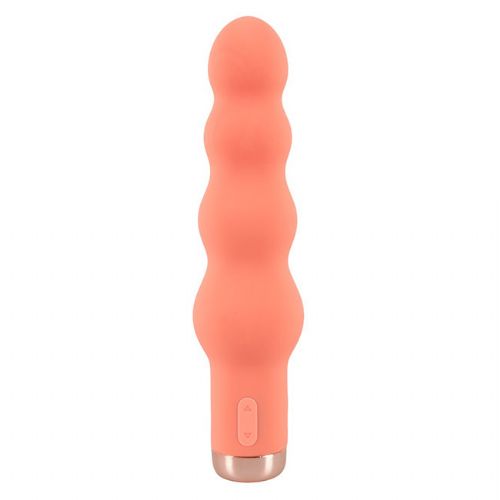 Mini vibrator Peachy! Mini Beads, 16,5 cm, USB-polnjenje, svetlo roza