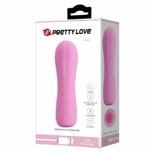 Mini vibrator Pretty Love Alice, 11,6 cm, USB-polnjenje, roza