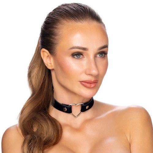 Ogrlica s srčkom Cottelli Accessoires, nastavljiv obseg 31–42 cm, črne barve
