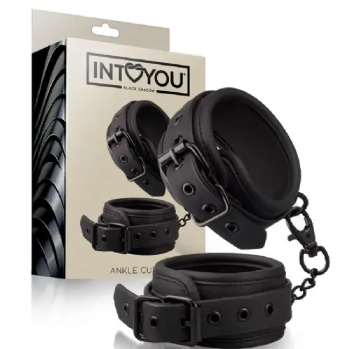 Okovi za gležnje Intoyou Black Shadow, vegansko usnje, črne barve 