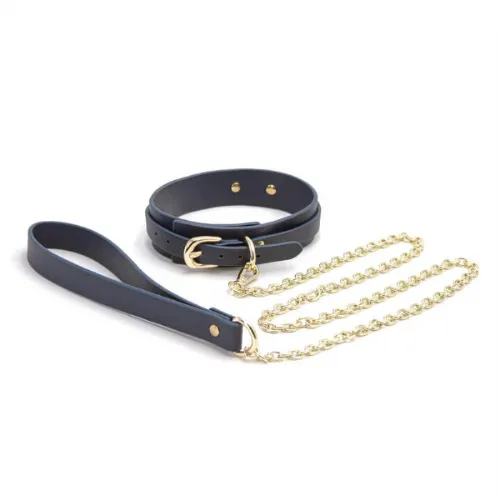 Ovratnica s povodcem Bondage Couture, modra