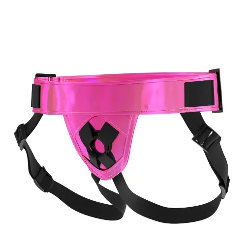 Pas za strap-on Mina Lustre Shiny, od 54 cm do 130 cm, prilagodljivi pasovi, roza,