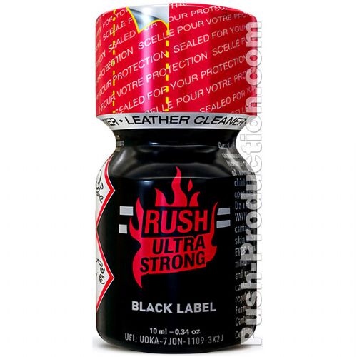 Poppers Rush Ultra Strong Black Label, 10 ml, dvojni nitriti, izjemno močan učinek