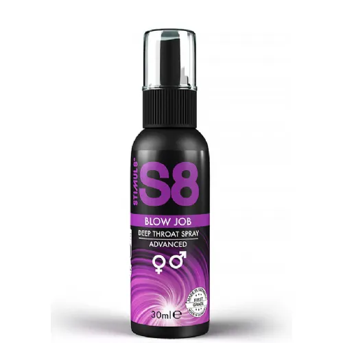 Oralni sprej S8 Deep Throat 30 ml, vodna osnova, okus mete, Laureth-9, za globoko oralno stimulacijo