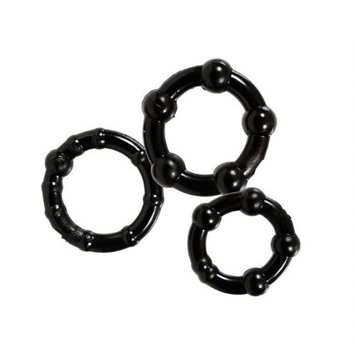 Set erekcijskih obročkov Scala Stay Hard, z bunkicami, črne barve, 3 kosi