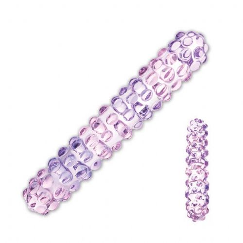 Steklen dildo Glas Purple Rose Nubby, 18 cm, vijoličen