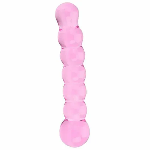 Steklen dildo LovingJoy Spectrum Ribbed, 17 cm, roza