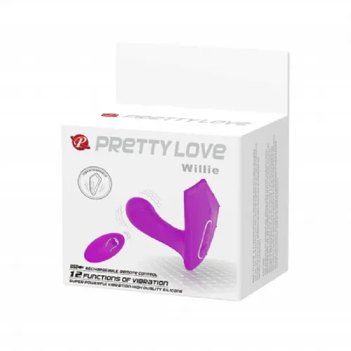 Stimulator Pretty Love Willie, USB-polnjenje, brezžični upravljalnik, vijoličen
