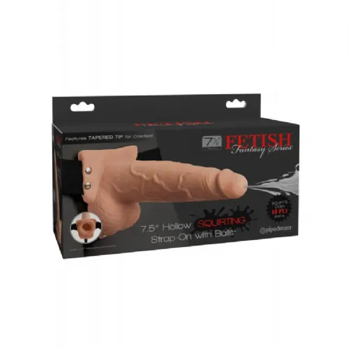 Strap-on z modi Pipedream Fetish Fantasy Hollow Squirting, 18 cm, svetle kožne barve