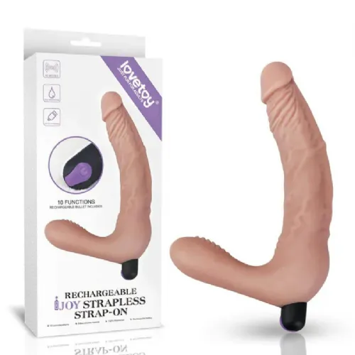 Strap-on Lovetoy Rechargable Ijoy II, dvojni, brezžični upravljalnik, 21 cm, USB-polnjenje, svetle kožne barve