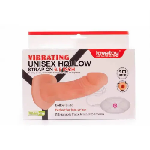 Vibracijski strap-on Lovetoy Vibrating Unisex, žični upravljalnik, 16,5 cm, 2 x AAA, svetle kožne barve