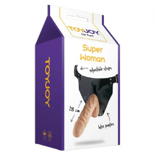 Strap-on ToyJoy Super Woman Flesh, 18 cm, svetle kožne barve